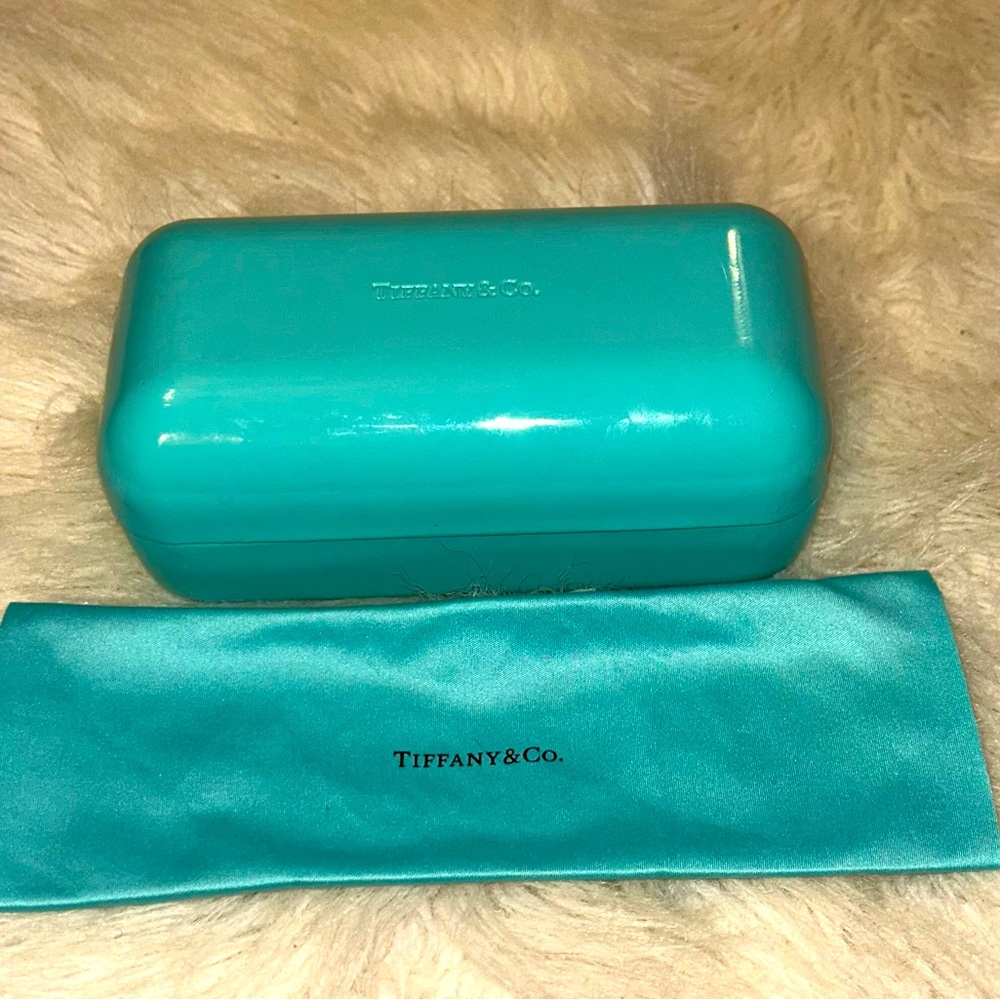 TIFFANY & Co Sunglasses Hardcase Clamshell w/T&C Cleaning Cloth